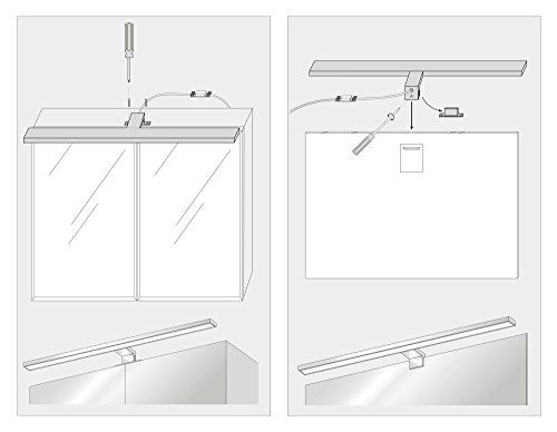 SEBSON® Lampara Espejo Baño LED 40cm, Luz Espejo Pinza + Armario, 8W, 600lm Blanca Neutra 4000K, IP44-400x108x44mm