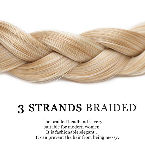 SEGO Diademas Trenzadas Elásticas Mujer Pelo Sintético Se Ve Natural [Rubio Miel/Blanqueador Rubio] Extensiones de Cabello Accesorios Braid Hair Headband (S-1.5cm)