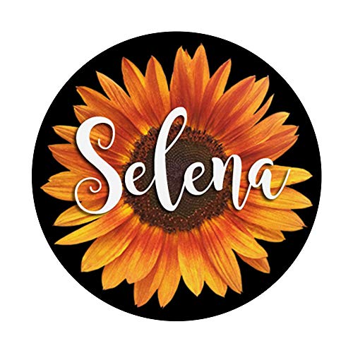 Selena Nombre Girasol-Negro Regalo Estético Para Mujeres Niñas PopSockets PopGrip Intercambiable