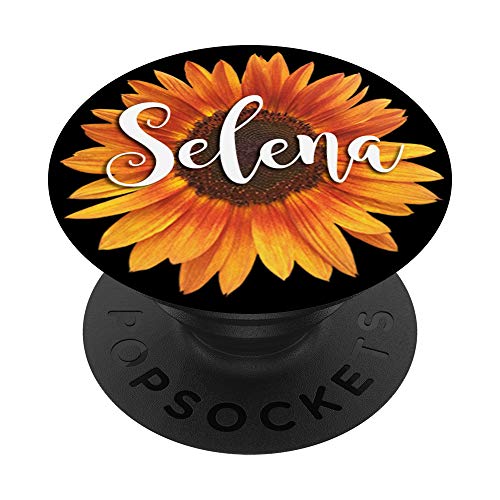 Selena Nombre Girasol-Negro Regalo Estético Para Mujeres Niñas PopSockets PopGrip Intercambiable