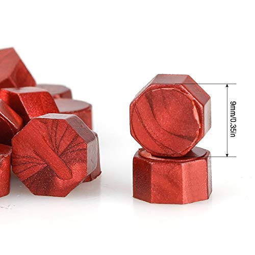 Sello Lacre, CJBIN 200 Piezas Cera de Sellado Octagonal Perlas de Cera de Sellado Sellos de Cera Sello Cera para Sellar y Decorar Cartas e Invitaciones (Vino Tinto)