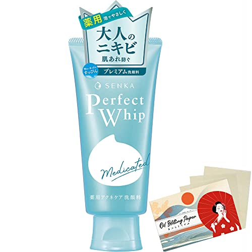 Senka Perfect Whip Acne Care Facial Ｗash - 120g Blotting Paper Set