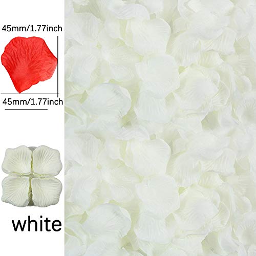 Senteria 3000pcs pétalos de rosa pétalos de flores de seda artificial para mesa de confeti decoración de pétalos de boda para el día de San Valentín (blanco)