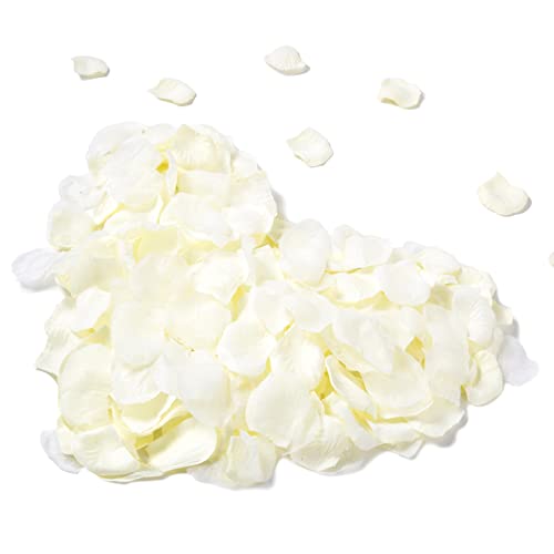 Senteria 3000pcs pétalos de rosa pétalos de flores de seda artificial para mesa de confeti decoración de pétalos de boda para el día de San Valentín (blanco)