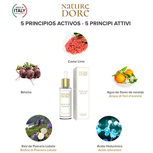 Serum facial Hidratante Antiarrugas Mujer Ácido Hialurónico PURO Centella Asiatica Caviar Lime (FUENTE natural de VITAMINA C) Natural-Organico-Bio Suero Antiedad Dia-Noche Certificado Aiab