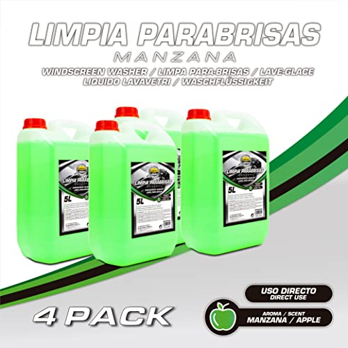 Set de 4 Garrafas de 5 litros de Lavaparabrisas Aroma Manzana