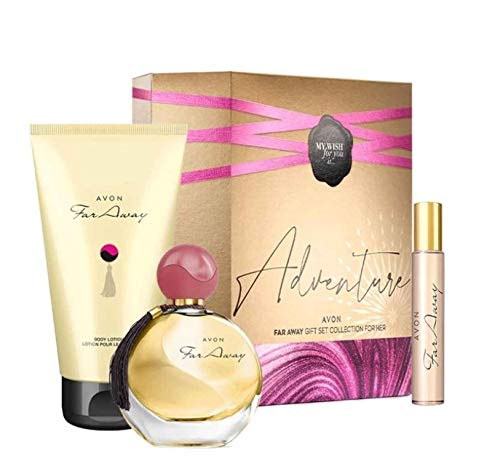 Set de Regalo Far Away Avon, con Perfume de 50 ml, loción Corporal y Spray de Perfume de Viaje Xmas