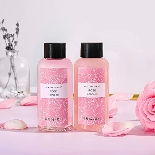 Set de Regalo para Mujer-Spa Luxetique Set de Spa a Rosa, Caja de Regalo para Ella, Con Crema de Manos, Loción Corporal, Baño de Burbujas, Gel de Ducha, Regalos Originales para Mujer