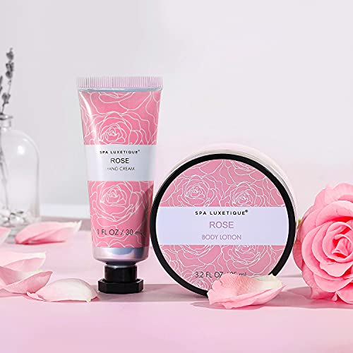 Set de Regalo para Mujer-Spa Luxetique Set de Spa a Rosa, Caja de Regalo para Ella, Con Crema de Manos, Loción Corporal, Baño de Burbujas, Gel de Ducha, Regalos Originales para Mujer