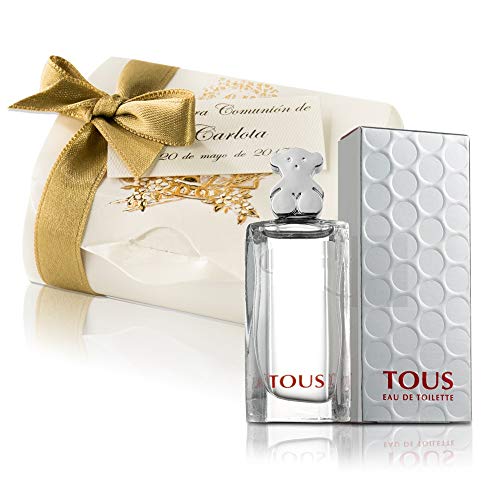 Set mini colonia Tous Comunion mini perfume original de mujer como detalles con cajita y tarjeta Eau de toilette 4,5 ml. personalizados para regalar invitados primera comunión y bautizo