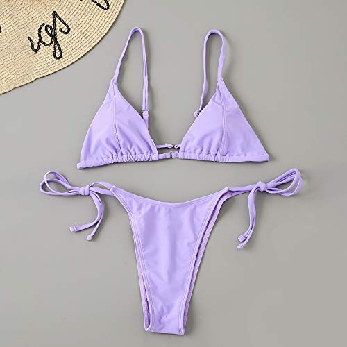 sexy bikini de las mujeres de moda dividida traje de baño personalidad pantalones vendaje sexy bikini 328, Morado (, M