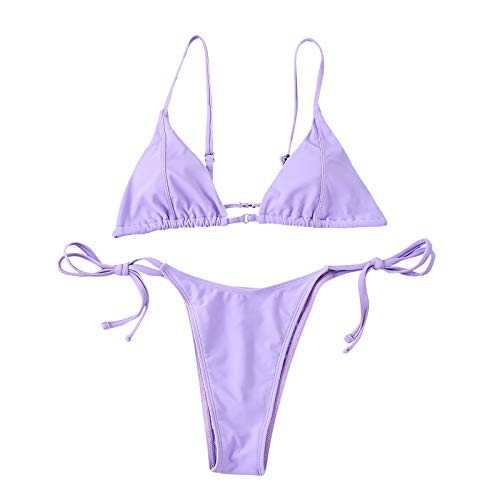 sexy bikini de las mujeres de moda dividida traje de baño personalidad pantalones vendaje sexy bikini 328, Morado (, M