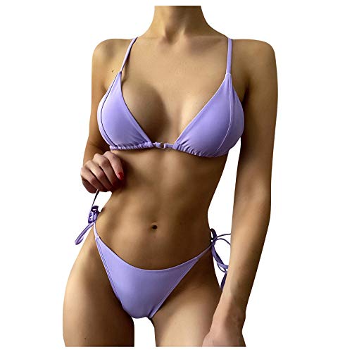 sexy bikini de las mujeres de moda dividida traje de baño personalidad pantalones vendaje sexy bikini 328, Morado (, M