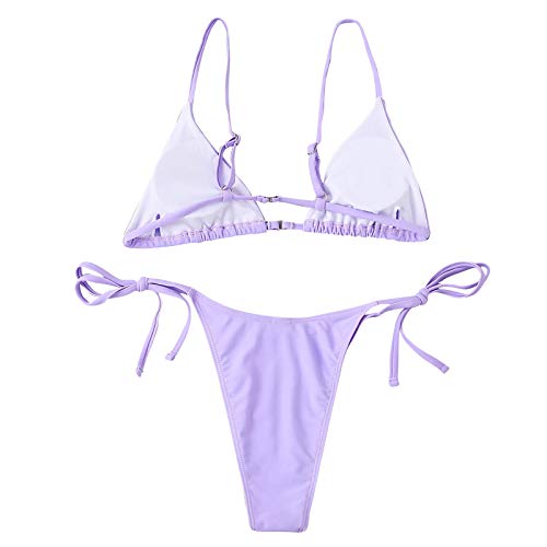 sexy bikini de las mujeres de moda dividida traje de baño personalidad pantalones vendaje sexy bikini 328, Morado (, M