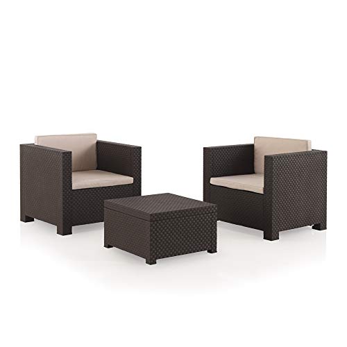 Shaf Diva Tête À Tête - Set Muebles de Jardín y Terraza, Chocolate, 80x60x73 cm