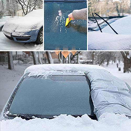 Simpeak Protector de Parabrisas, Cubierta del Parabrisas Coche Magnético Protege de Sol Viento Rayo UV Polvo, Funda Plegable Parabrisa Delantero Universal para Coche(210 X125cm)