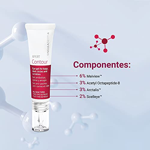 Singuladerm - XPERT Contour - Contorno de ojos antiarrugas - Gel contorno de ojos - Atenúa ojeras y bolsas - Ojos cansados - Efecto lifting - 30ml