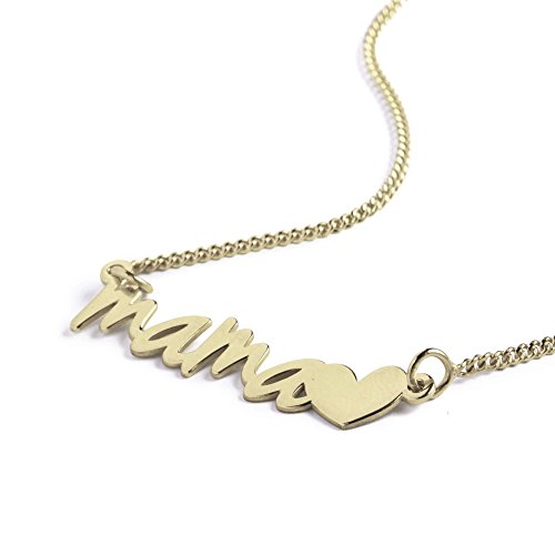 SINGULARU ® - Collar Mamá Heart Oro para Mujer Plata de Ley 925 con baño de Oro de 18k - Joyas mujer