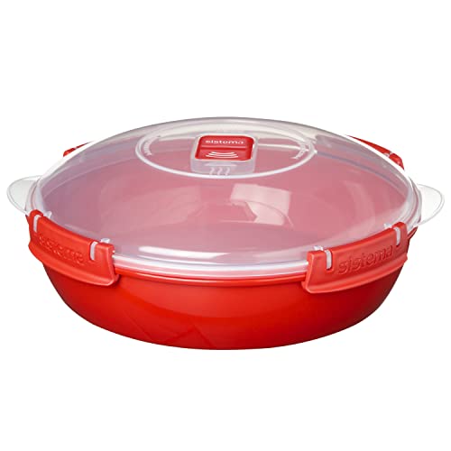 Sistema Microwave - Plato con Tapa para microondas, 21 cm de diámetro, Color Rojo