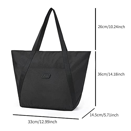 Skechers Bolsos de Mujer, Bolsos para Universitarias Impermeable Ligero Bolso Shopper Portatil Mujer para la Escuela, Compras, Trabajo Diario, Viaje, Negra…