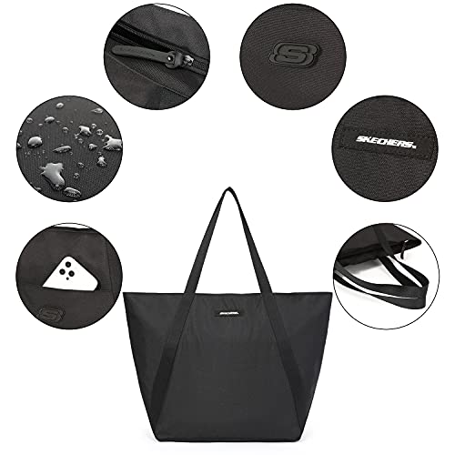 Skechers Bolsos de Mujer, Bolsos para Universitarias Impermeable Ligero Bolso Shopper Portatil Mujer para la Escuela, Compras, Trabajo Diario, Viaje, Negra…