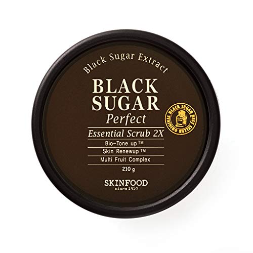 SKIN FOOD since 1957 Exfoliante Esencial Perfecto Azúcar Negra 210g- Exfoliante facial de masaje sin irritación - Elimina las espinillas y las células muertas de la piel (7.4 oz)