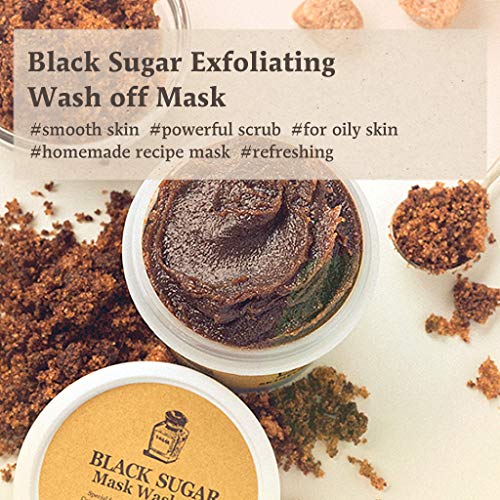 SKIN FOOD since 1957 Mascarilla de Azúcar Negra Wash Off 3.52 fl. oz. (100g) - Exfoliante de azúcar negro - Exfoliante facial de azúcar para hidratar y nutrir la piel, Exfoliante de azúcar exfoliante