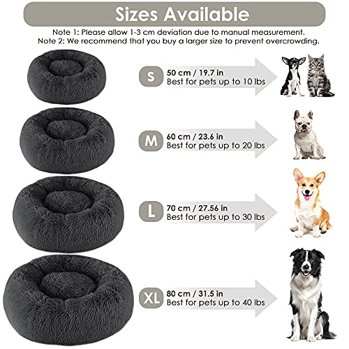 SlowTon Cama Calmante para Mascotas, Nido de Abrazos de Donas Felpa Suave y cálida Cojín Perro Gato con Cozy Sponge Fondo Antideslizante para Mascotas Pequeñas y Medianas Lavable a Máquina