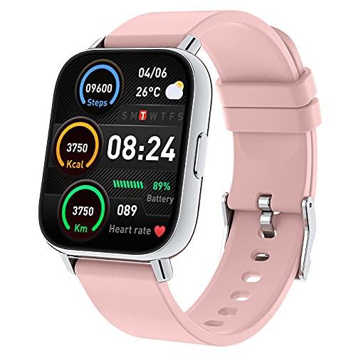 Smartwatch, 1.69” Reloj Inteligente Mujer con Pulsómetro, Calorías, Monitor de Sueño, Podómetro Pulsera Actividad Inteligente 24 Modos Deporte, Impermeable IP67 Fitness Reloj Digital para Android iOS