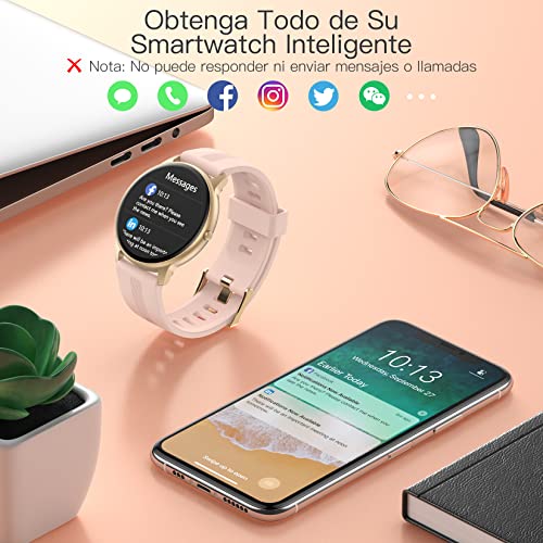 Smartwatch Mujer, AGPTEK LW11 Reloj Inteligente Deportivo 1.3 Pulgadas Táctil Completa IP68, Monitor de Sueño, Seguimiento del Menstrual, Control de Musica, Regalo Navidad