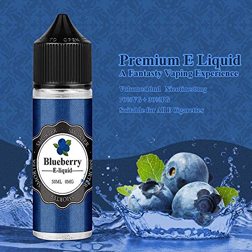 Smorter 50mlx4 Vape Liquid Premium Ecig Vape Juice E Liquid E Sabores jugosos 70/30 Eliquid para E Cig Cigarrillo electrónico Vape Pen Mod Starter Kit Sin nicotina (Arándano+Melón+Plátano+Frambuesa)