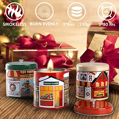 SOGAWEBB Velas Perfumadas Navidad para Mujer - Velas Aromaticas Regalo Juegos de Velas 3 piezas 230g - Velas Perfumadas con 100% Cera de Soja para Navidad Boda Cumpleaños Día de San Valentín