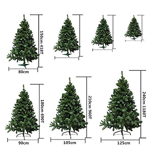 Solauga Árbol de Navidad Artificial Extra Relleno Abeto de Hoja Espumillón 150-240cm Arboles C/Soporte Metálico (Verde Oscuro, 180cm 617Tips)