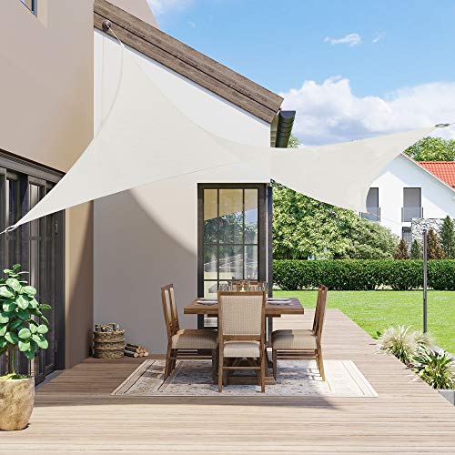 SONGMICS 2 x 3 m Vela Solar, Resistente al Agua Más Que 1000 mm, 93% Protección UV Vela Solar en Poliéster Resistente a Desgarro y Intemperie, para Patio Jardín, Terraza, Camping, Blanco GSH23WT