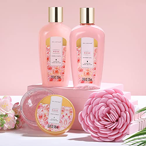 Spa Luxetique Set de Baño y Ducha, Set de 12 Regalos para Mujer a Rosa，Set de Spa para Hogar, Incluye Gel de Ducha, Baño de Burbujas, Aceite de Masaje, Bomba de Baño, Regalos Originales para Mujer