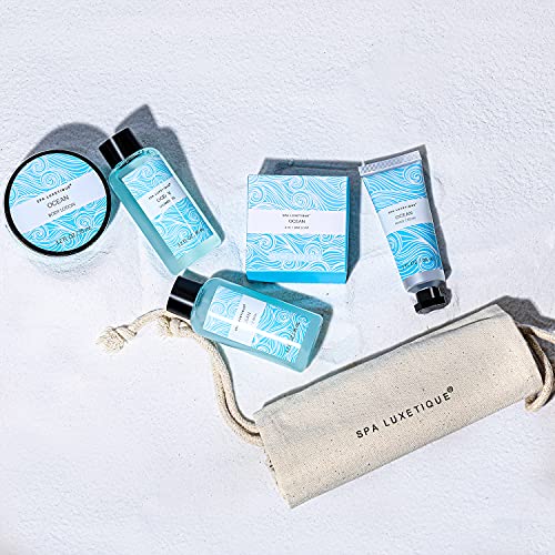 Spa Luxetique Set de Spa a Océano, Set de Regalo para Mujer, Caja de Regalo Pequeño para Ella, Con Crema de Manos, Loción Corporal, Baño de Burbujas, Gel de Ducha，Regalo Original para Mujer