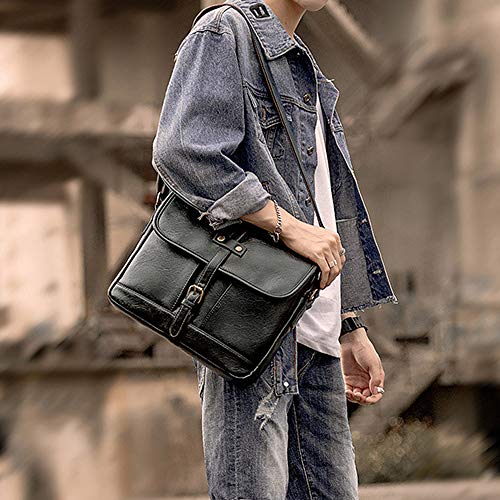 SPAHER Vendimia Bolso Bandolera Cuero Hombre Mujer Piel iPad Bolso de Mensajero Documentos Maletín Bolso de Hombro para Hombre Messenger Bolsa Crossbody Bolsa de Viaje para Vuelo Escuela