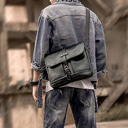 SPAHER Vendimia Bolso Bandolera Cuero Hombre Mujer Piel iPad Bolso de Mensajero Documentos Maletín Bolso de Hombro para Hombre Messenger Bolsa Crossbody Bolsa de Viaje para Vuelo Escuela