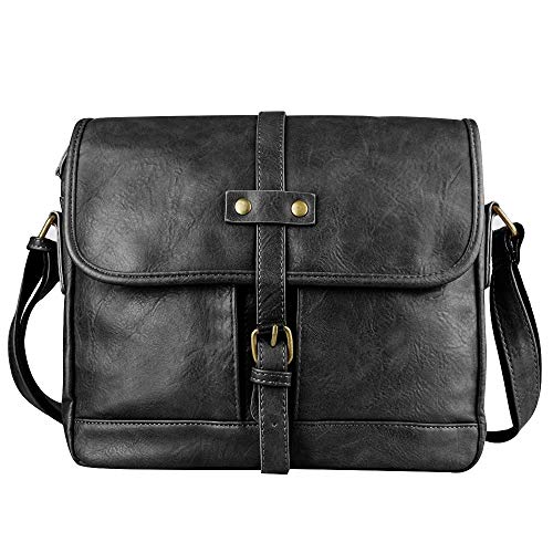 SPAHER Vendimia Bolso Bandolera Cuero Hombre Mujer Piel iPad Bolso de Mensajero Documentos Maletín Bolso de Hombro para Hombre Messenger Bolsa Crossbody Bolsa de Viaje para Vuelo Escuela