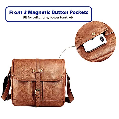 SPAHER Vendimia Bolso Bandolera Cuero Hombre Mujer Piel iPad Bolso de Mensajero Documentos Maletín Bolso de Hombro para Hombre Messenger Bolsa Crossbody Bolsa de Viaje para Vuelo Escuela