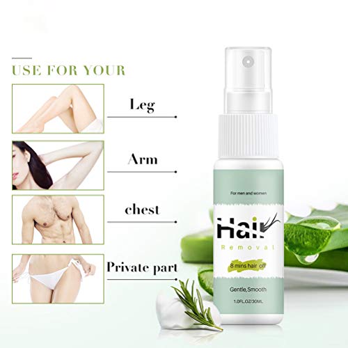 Spray depilatorio de 30 ml para piernas suaves, brazos, espray para depilar suave, 8 minutos, espray para eliminar el vello, espuma de depilación indolora para hombres y mujeres, piernas y axilas