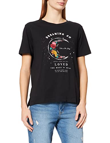 Springfield Camiseta Luna Lentejuelas, Negro, M para Mujer