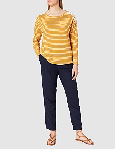 Springfield Camiseta Rayas Hombros Crochet, Amarillo/Off White, S para Mujer
