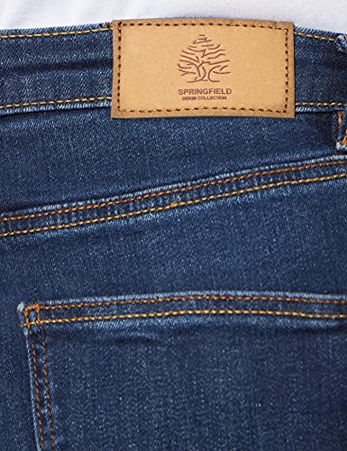 Springfield Straigh Fit Denim Pantalones, Azul Medio, 42 para Mujer