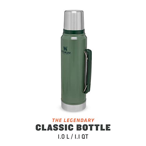 Stanley Classic Legendary Botella Termica 1 Litro Hammertone Green – Termo Cafe - Cantimplora Acero Inoxidable - Sin BPA - Mantiene Frío o Calor 24 Horas - Apto Para Lavavajillas