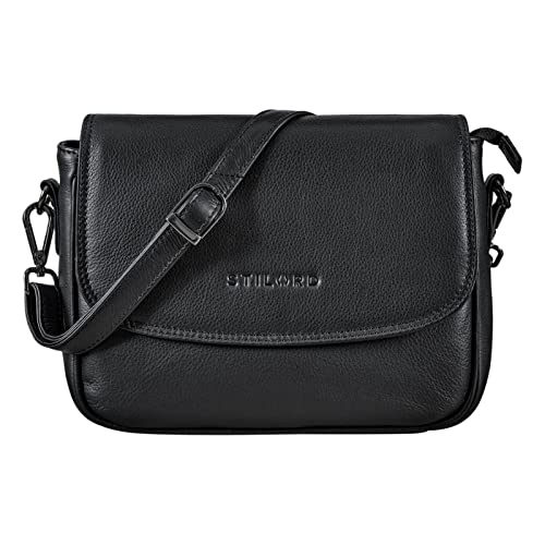 STILORD 'Aisha' Bolso de Mano Vintage para Mujer Pequeño Bolso Bandolera Crossbody Bag para Salir Noche Fiesta Bolso de Hombro de Auténtico Cuero, Color:Negro