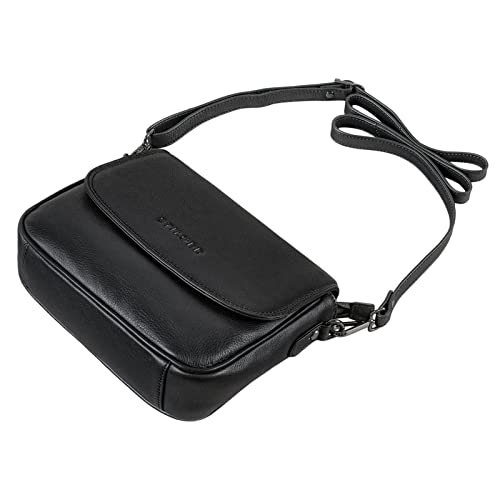 STILORD 'Aisha' Bolso de Mano Vintage para Mujer Pequeño Bolso Bandolera Crossbody Bag para Salir Noche Fiesta Bolso de Hombro de Auténtico Cuero, Color:Negro