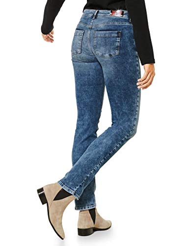 Street One 373553 Style Iowa Casual Fit Straight Leg Jeans, Mid Blue Random Bleached, 30W x 32L para Mujer