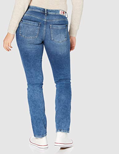 Street One 373553 Style Iowa Casual Fit Straight Leg Jeans, Mid Blue Random Bleached, 30W x 32L para Mujer