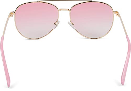 styleBREAKER Damas Aviadoras Gafas de sol con aplicación de estrás, lentes de policarbonato tintado y marco de metal 09020119, color:Montura de oro / vidrio Gradiente rosa